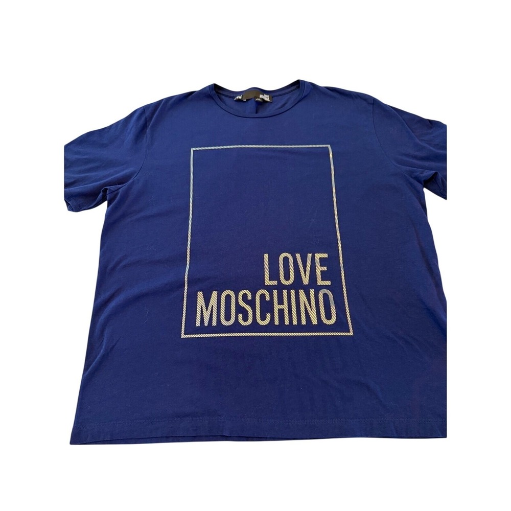 Love Moschino Navy Blue Graphic Logo T-Shirt W4F8722M3517 Size US 10